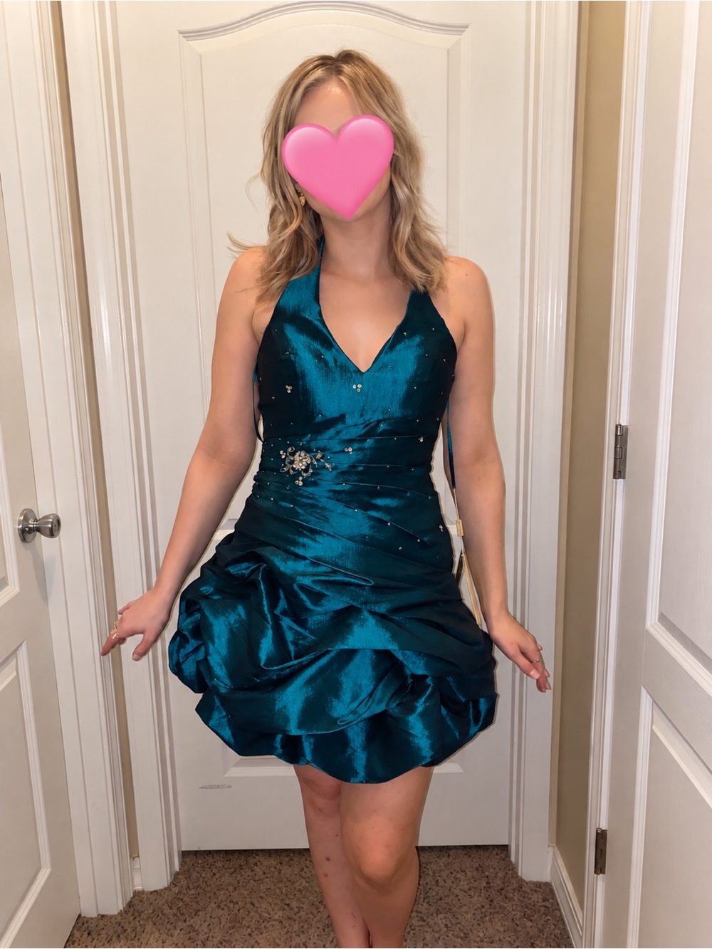 Bright Fuchsia Halter Ruffled Homecoming Dress - Picture 6 of 7